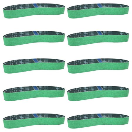 SPECIALTY DIAMOND 1-1/2 Inch x 30 Inch Zirconia Sanding Belt, 100 Grit Premium Japanese Material - GREEN, PK 10 HPGZ100-10